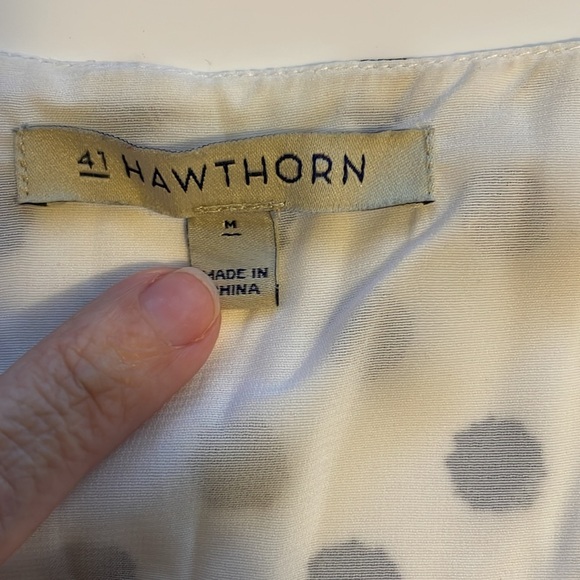 41 Hawthorne Black and White Polka Dot Blouse Stitch Fix Medium - Picture 4 of 5